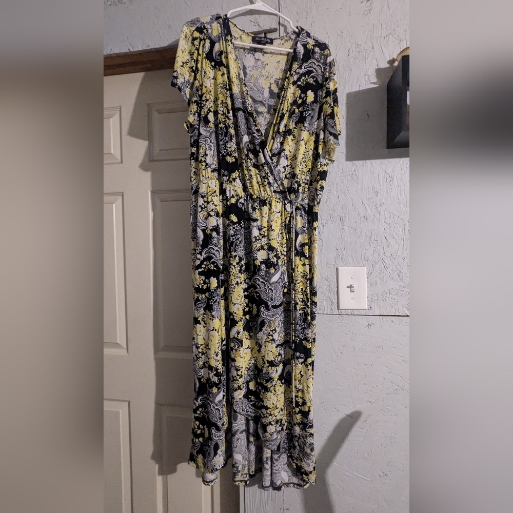 Floral Wrap Dress in Yellow and Black